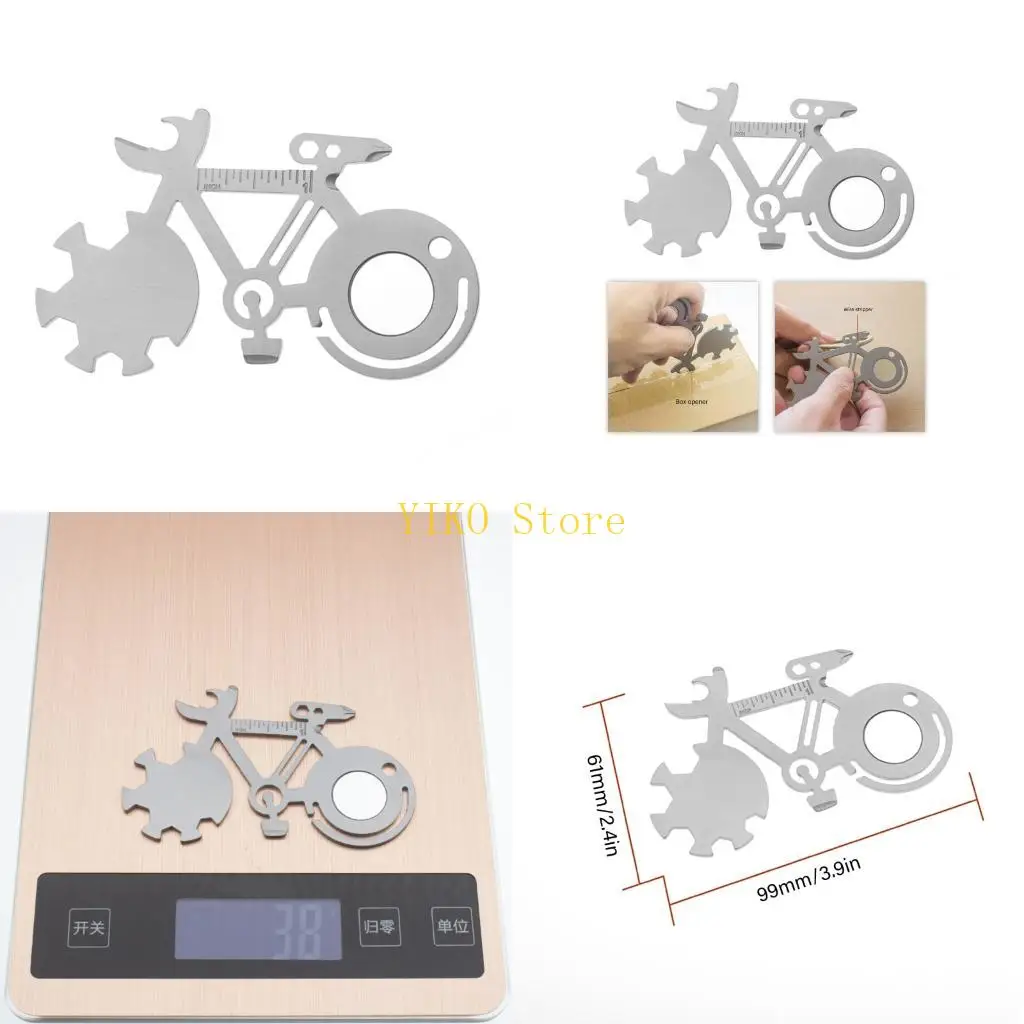 

K32C Miniature Carbon Steel 10 in 1 Bike Bottle Opener Flat Screwdriver Wrench Gift Bike Repair Tool for Men