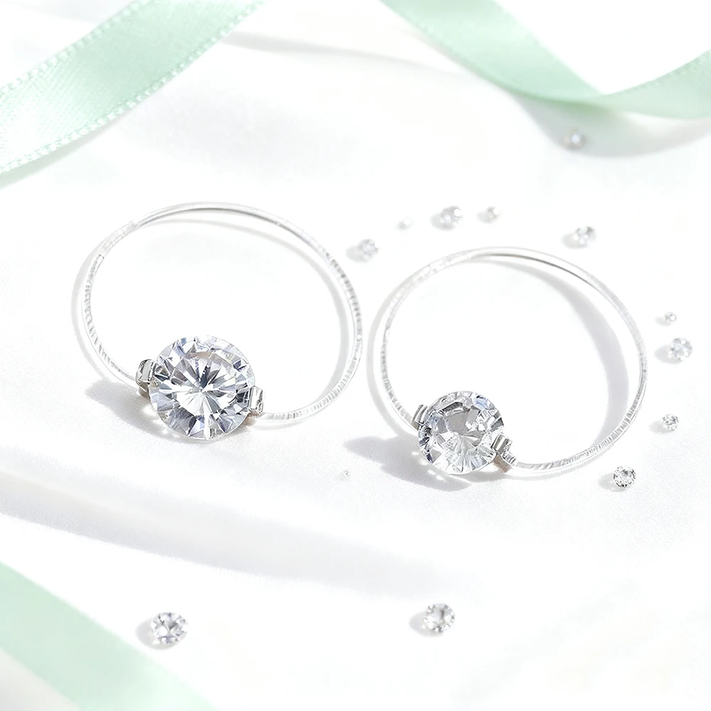 TEMGF 6mm/8mm Zircone/Moissanite Anello in argento sterling 925 Anello da lenza di alta qualità per le donne Gioielli semplici di moda