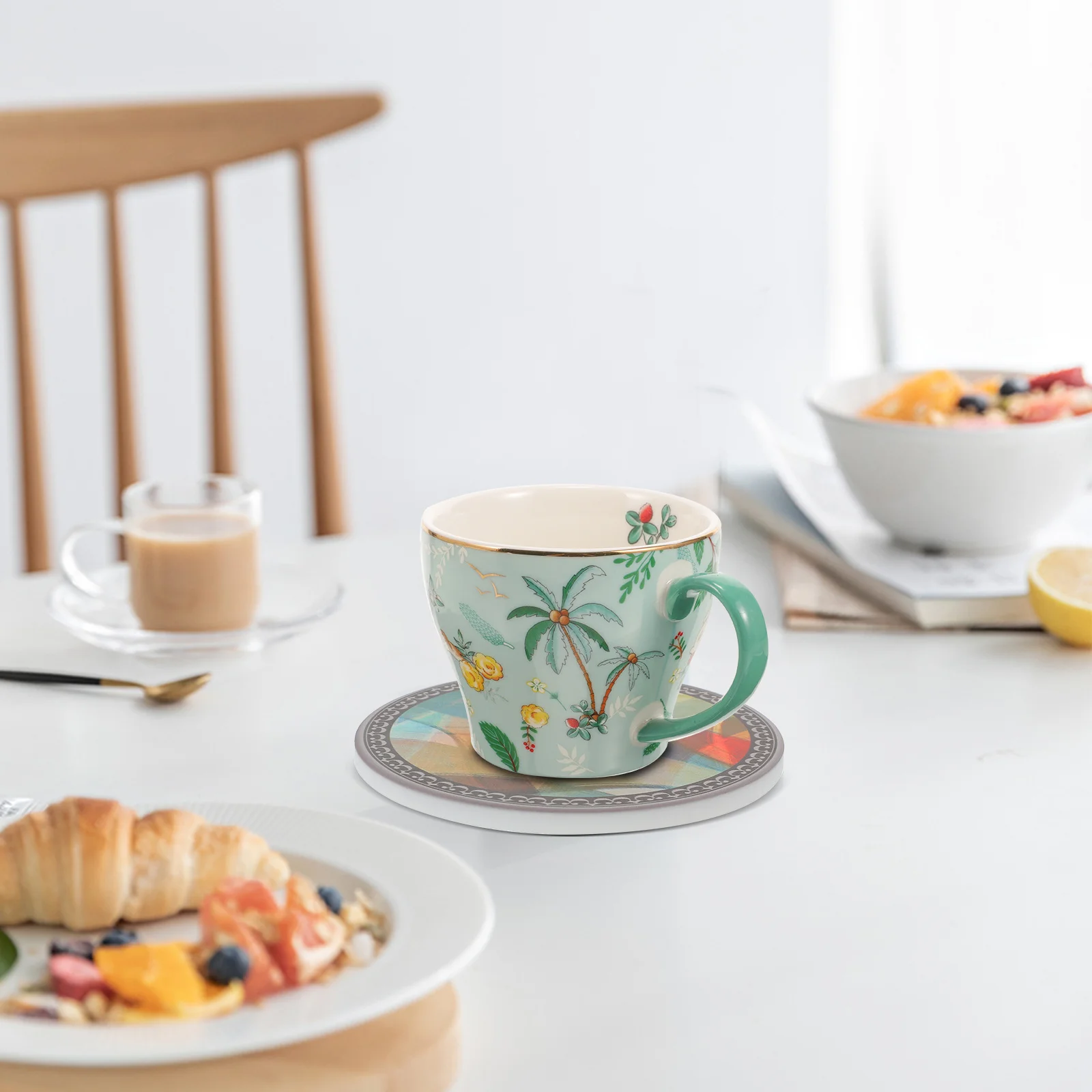 

Heat-Resistant Bohemian Coaster Ceramic Cork Table Mat Unique Moroccan Design Exquisite Craftsmanship Home Decor