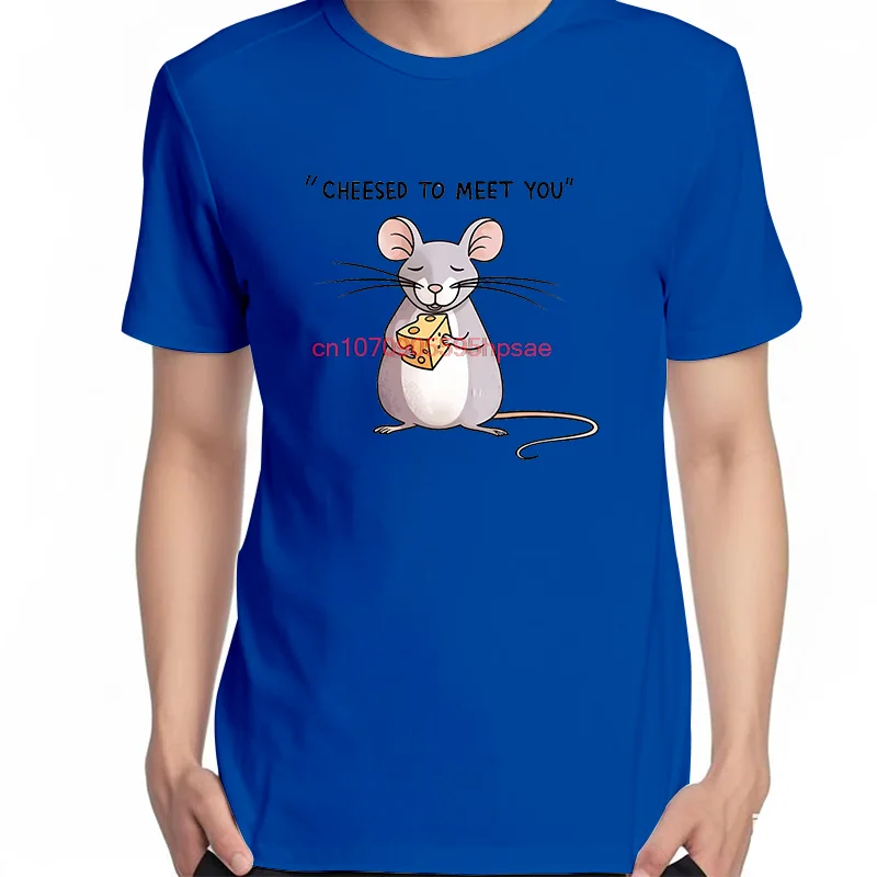 Unisex Adorable Mouse with Cheese Graphic T-Shirt Cotton Summer O-Neck Tee Shirt Print Top for Men And Women