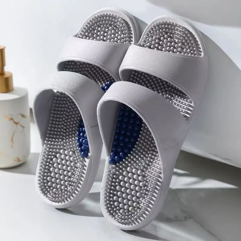 2026 Summer New Men One Word Foot Massage Slippers Injection Molding Lightweight Non Slip Home Slippers Acupressure Slippers