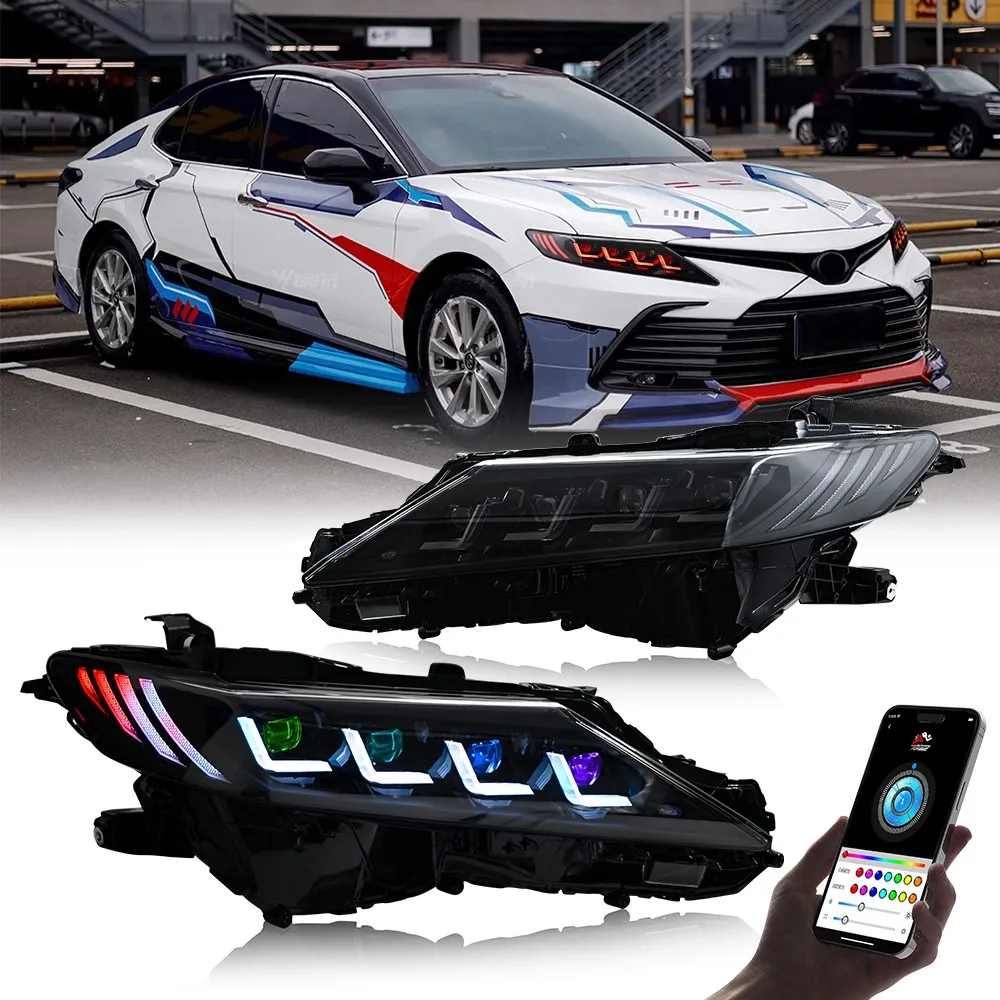 

Pair RGB LED Headlights For Toyota Camry 8th Gen 2018-2024 Front Lamps Assembly