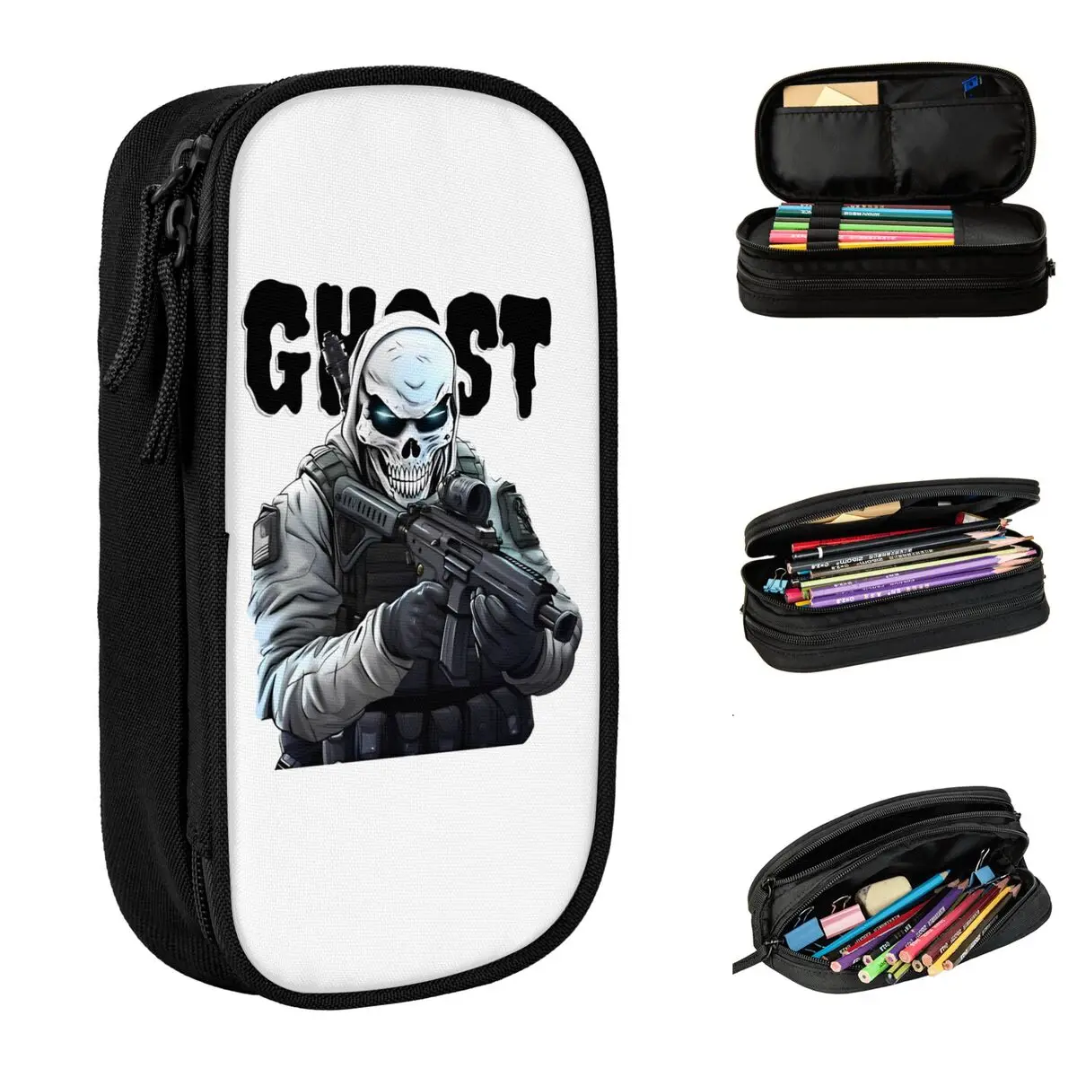 

Fashion Ghost Call Of Dutys Pencil Cases Game Pencilcases Pen Box for Girl Boy Large Storage Bag Students School Stationery