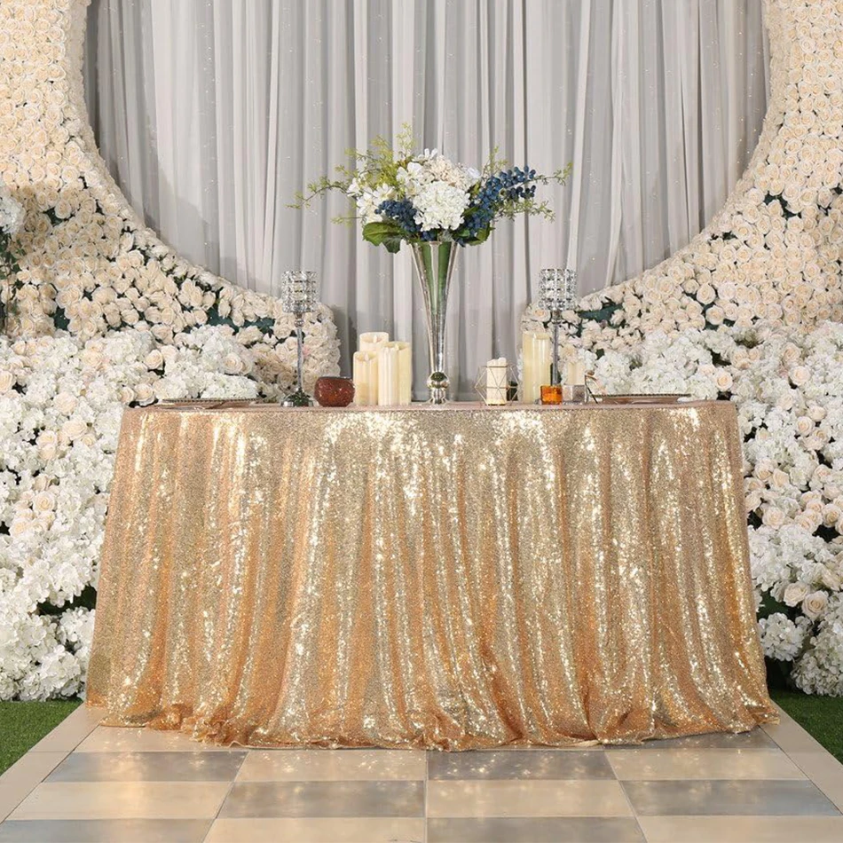 Glitter Sequin Table Cloth Rectangular Table Cover Round Tablecloth For Wedding Birthday Party  Business Cocktail Party Decor