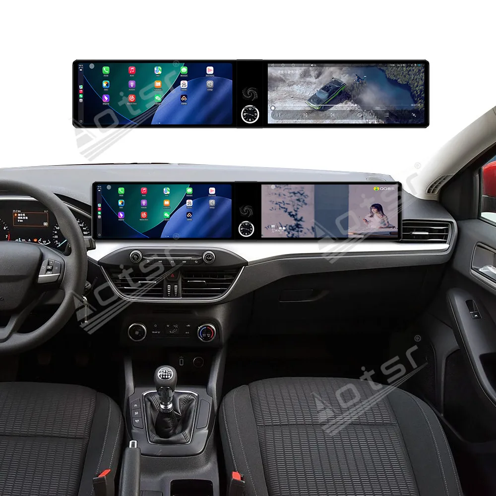 デュアル12.3インチスクリーン Android 13搭載 フォード フォーカス 2019-2022 カーラジオ GPSナビゲーション マルチメディアプレーヤー ステレオヘッドユニット CarPlay対応