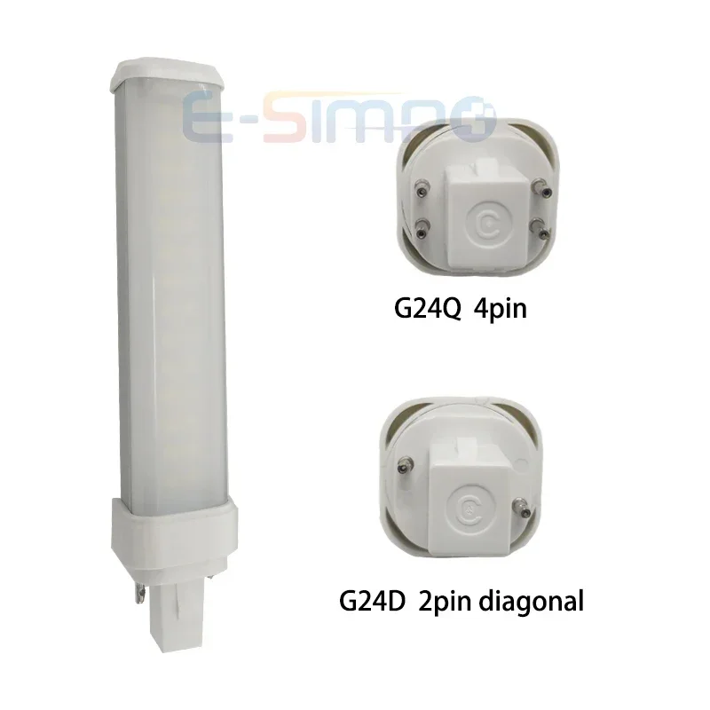 7W 9W 11W 2-Pin G24d LED PLC-13w 18W 26w 2U CFL Equivalent 4Pin G24Q PL-C Replacement Side view Horizontal Plug PL Lamp Bulb