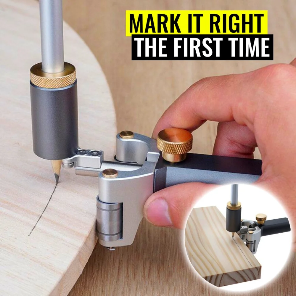 

Woodworking Marking Gauge Straight Arc Curve Line Scriber Fine-tuning Parallel Drawing Line Ruler Automatic Line Drawing Tool
