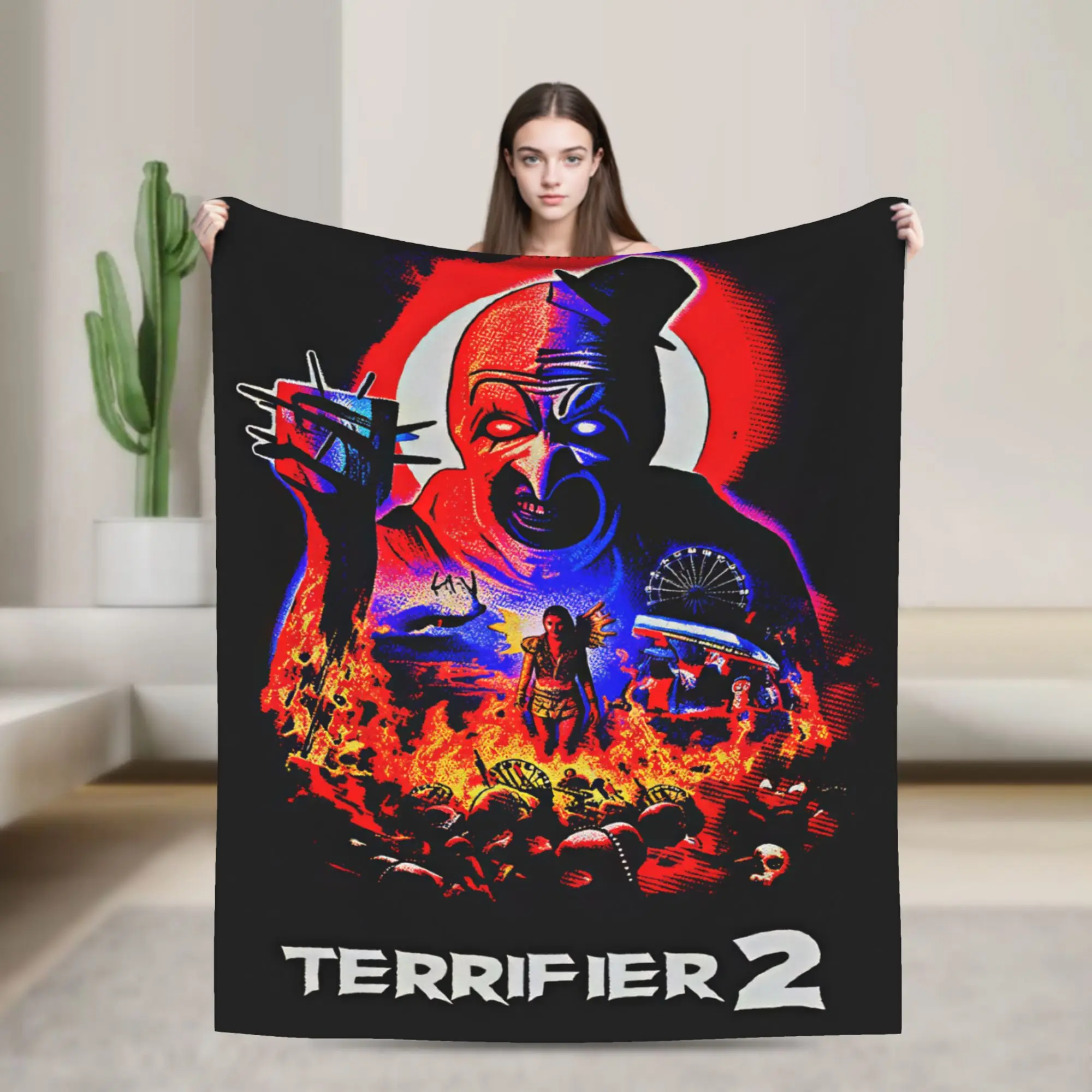 Terrifier 4 Halloween Super Soft Blankets Horron Child Plush Throw Blanket Funny Couch Chair Flannel Bedspread Sofa Bed Cover