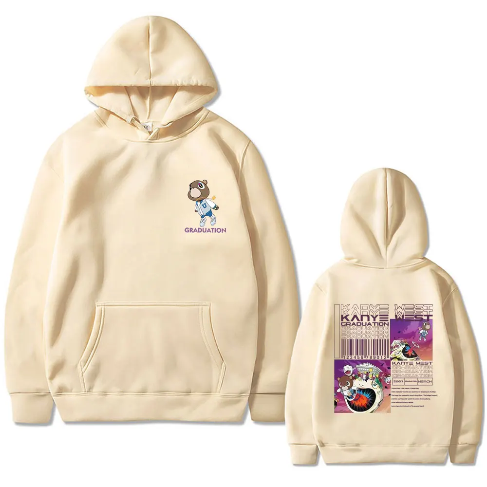 

Rapper Kanye West Graduation Bear Album Graphic Print Hoodie Men Women Hip Hop Vintage Streetwear Man Fashion Pop Music Pullover