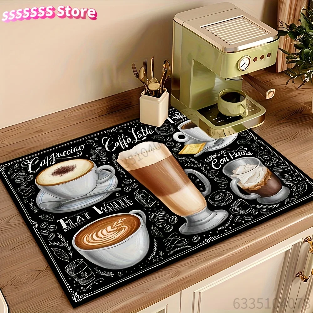An Abstract Art Style Coffee Cup Themed Mat, Suitable for Coffee Machines And Coffee Pots, Bar Mats, And Bar Additions. Perfect