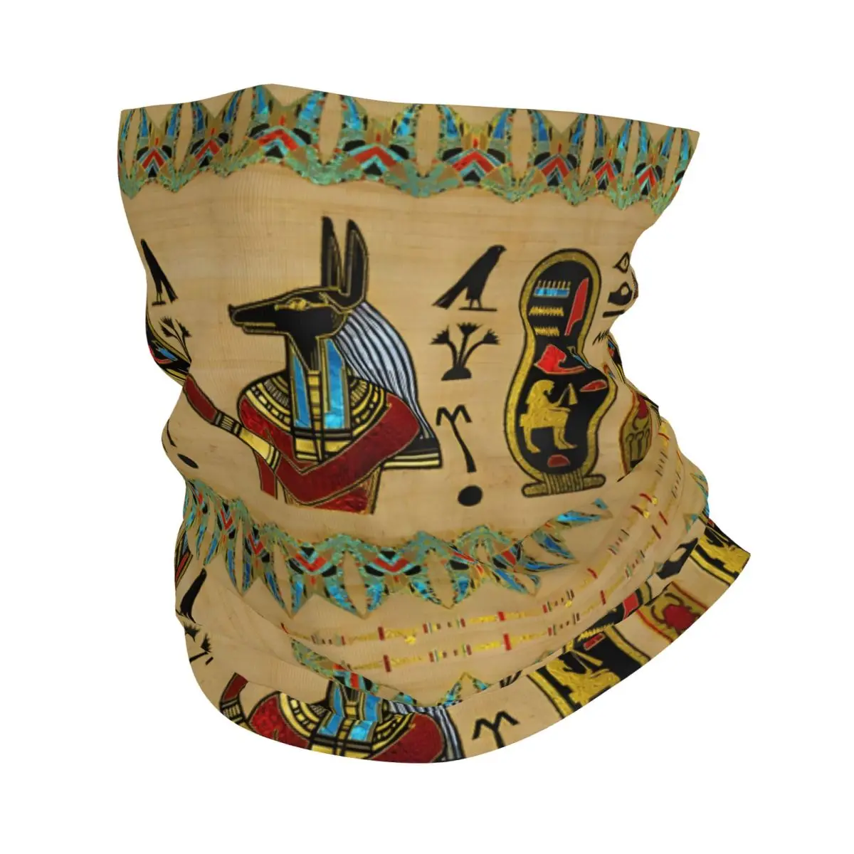 Egyptian Anubis Ornament On Papyrus Thin Bandana Neck Gaiter Wrap Scarf Headband Neck Cover