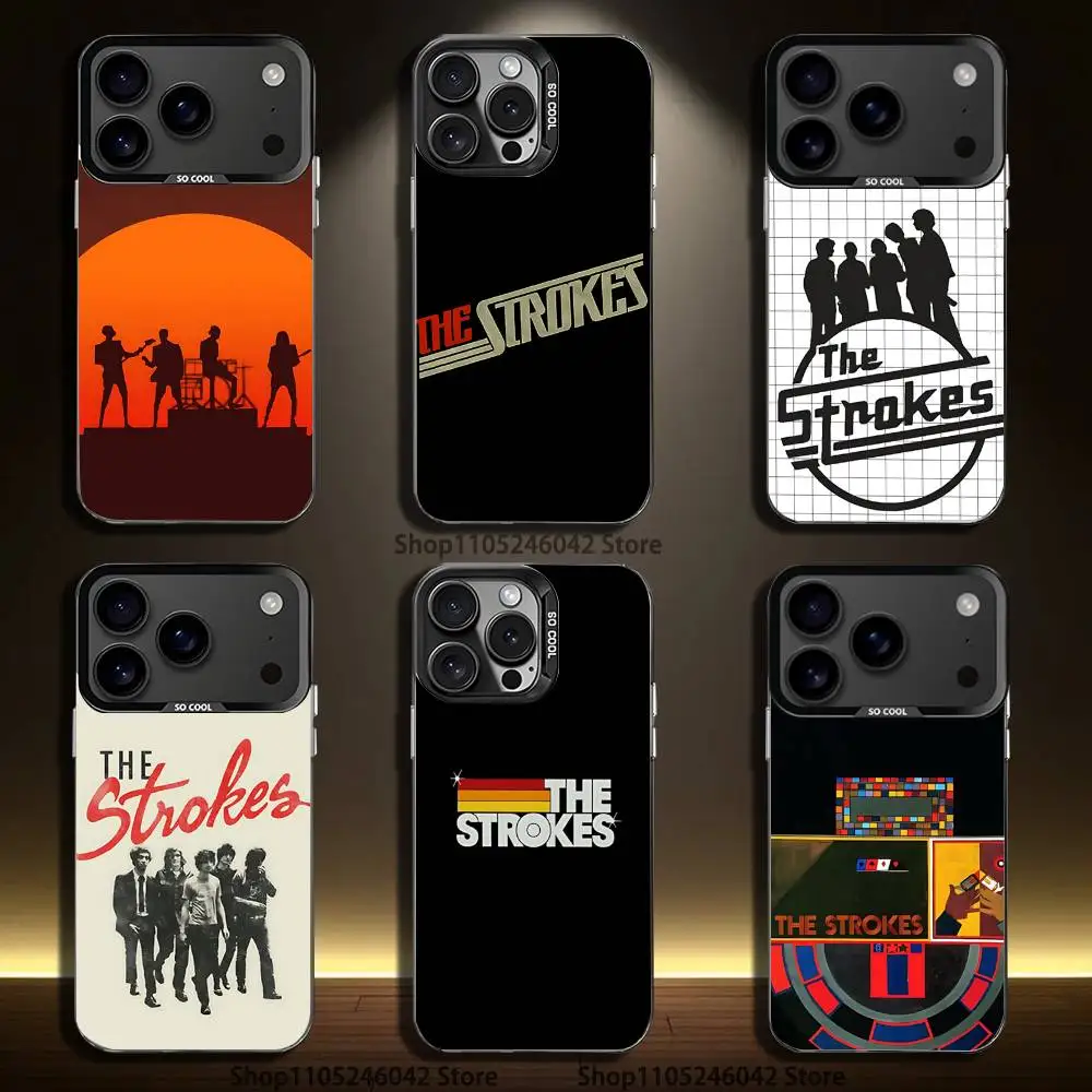 

Band The S-strokes For iPhone 17,16,15,14,13,12,11,Mini,Pro,E,SE4,XS,MAX Black Shockproof Candy Matte Cover