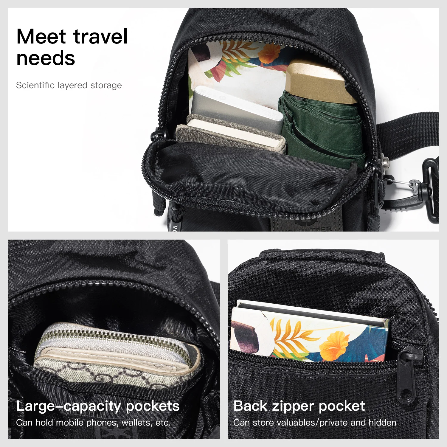 VOLUNTEER спортивные нагрудные сумки для мужчин, водонепроницаемая маленькая сумка для бега, мужская повседневная сумка через плечо из ткани Оксфорд 1809-12