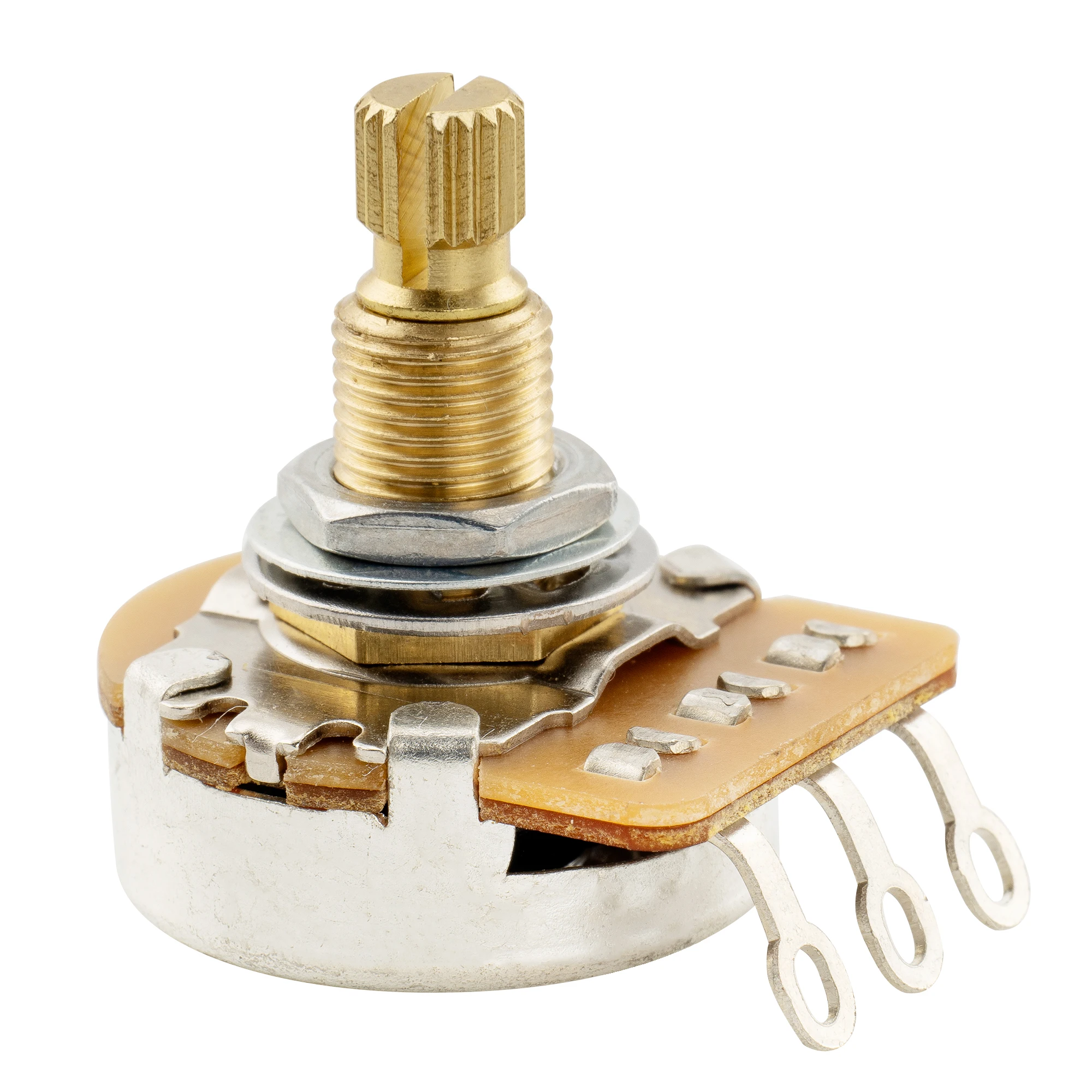 Musiclily Pro HD A250K/B250K/A500K/B500K/A25K/A1M Vollmessing Metrisch Grob 18-Spline Geteilter Schaft Potentiometer – Detail 23