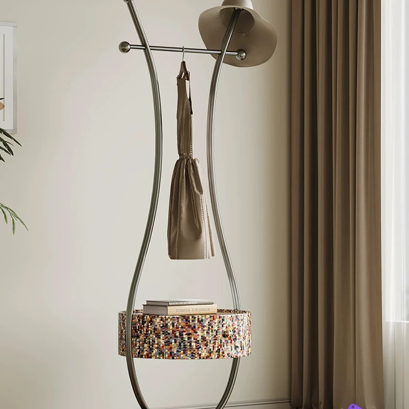 Italian creative color floor coat rack high-end designer bedroom artistic sense large capacity mosaic hanger