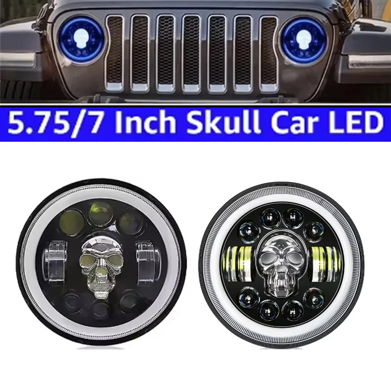 5.75/7 Inch Car Round LED Headlamp Turn Signal light Changes Motorcycle skull Headlights Fit For Harley Davidson For Jeep Wrangl