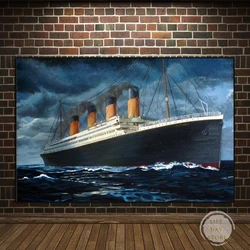 Classic Movie Titanic Canvas Painting Boat Sailing Ship Seascape Poster and Print Wall Art Picture for Living Room Home Decor