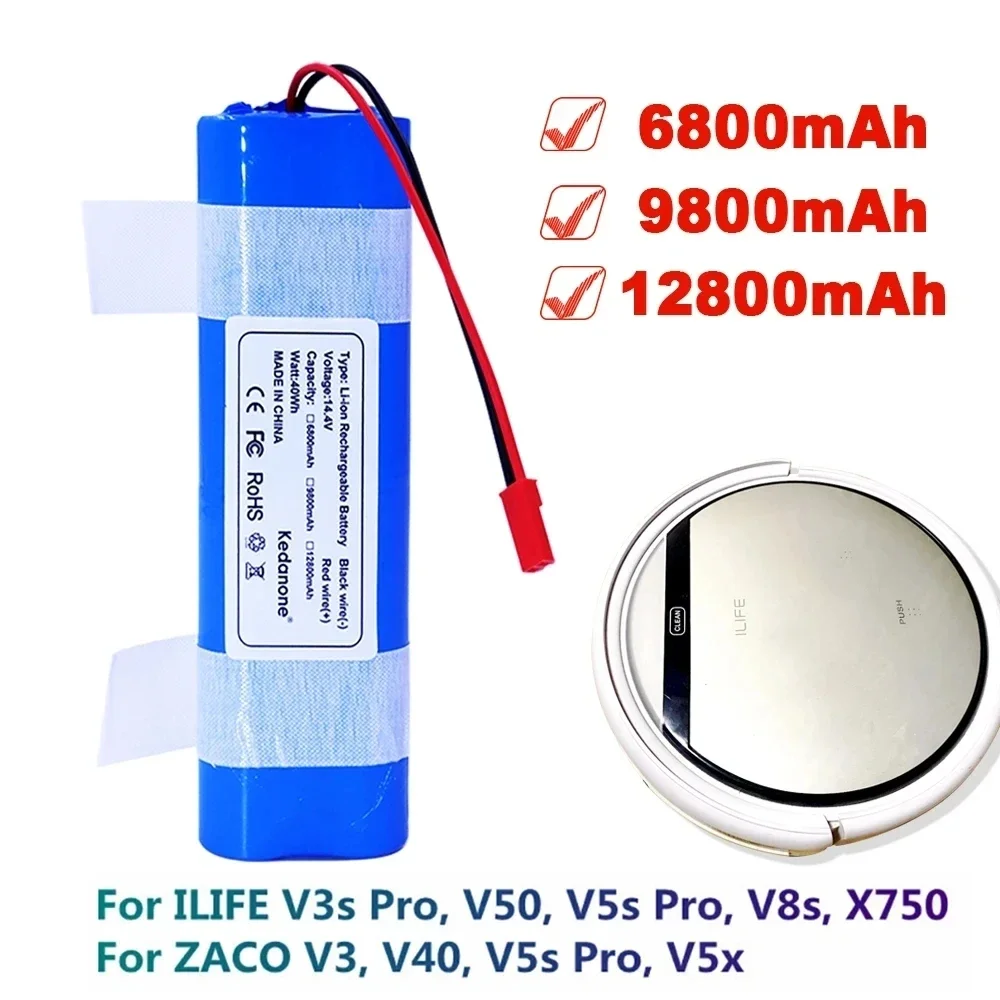 14.8V Battery 6800mAh 12800mAh Lithium Battery for ILIFE V5 V5s V50 V3 plus v3s pro Robot Vacuum Cleaner ilife v5s pro battery