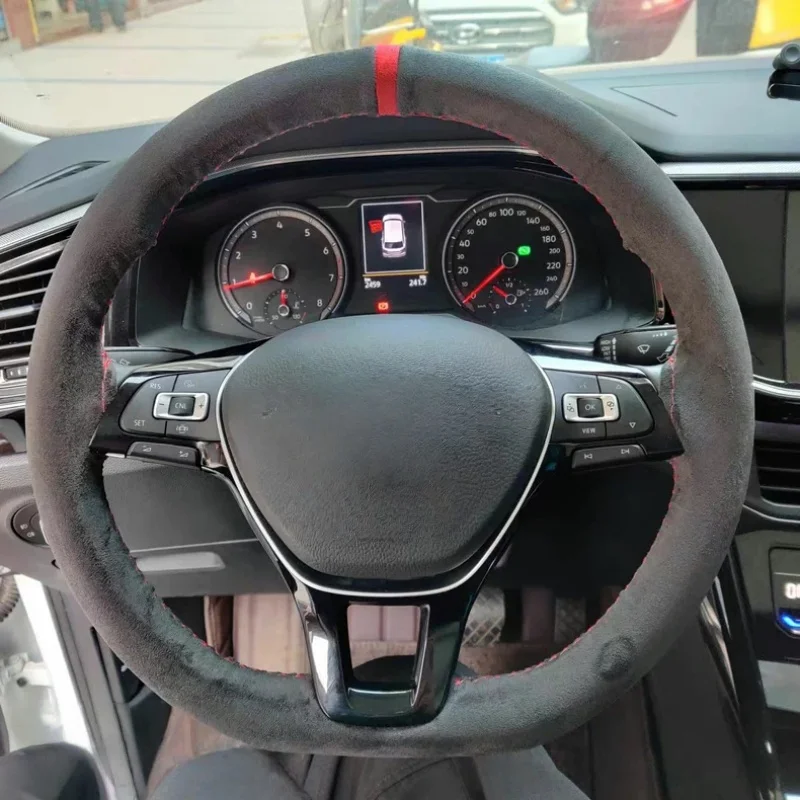 

Hand-Sewn Suede Car Steering Wheel Sagitar Lavida Passat Car Interior Accessories Steering Wheel Cover For Volkswagen Golf