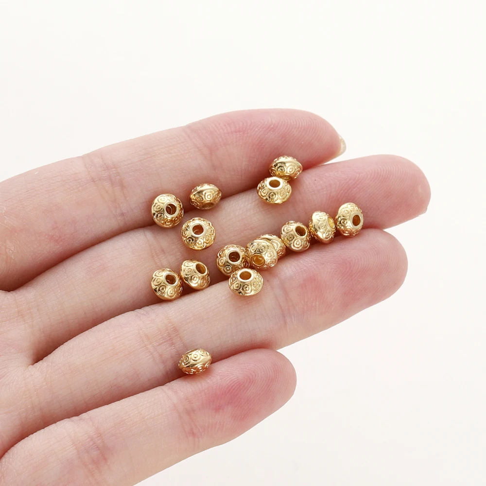 5-20 teile/los 14K 18K Gold Überzogene Messing Blume Form Kürbis Perlen Lose Spacer Flache Perlen Für DIY schmuck Armband Erkenntnisse – Detail 2