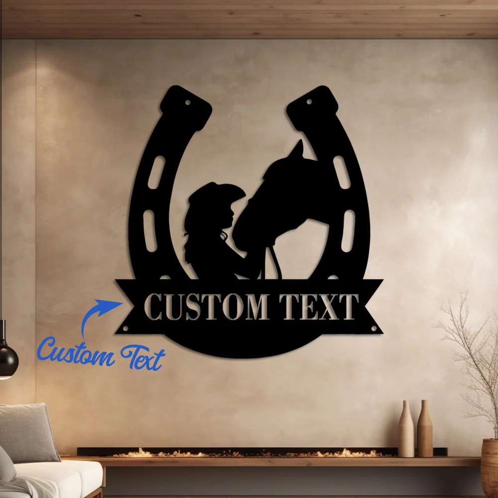 1pc Fashion Customized Horseshoe Wall Metal Art Metal Design Hanging Wall Decor Art Indoor Living Room Wall Decor Home Office