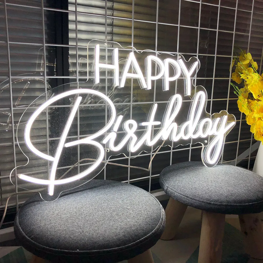 

Happy Birthday Neon Banquet Party Wall USB Sign Exquisite Atmosphere LED Light Heartwarming Neon Sign Gift