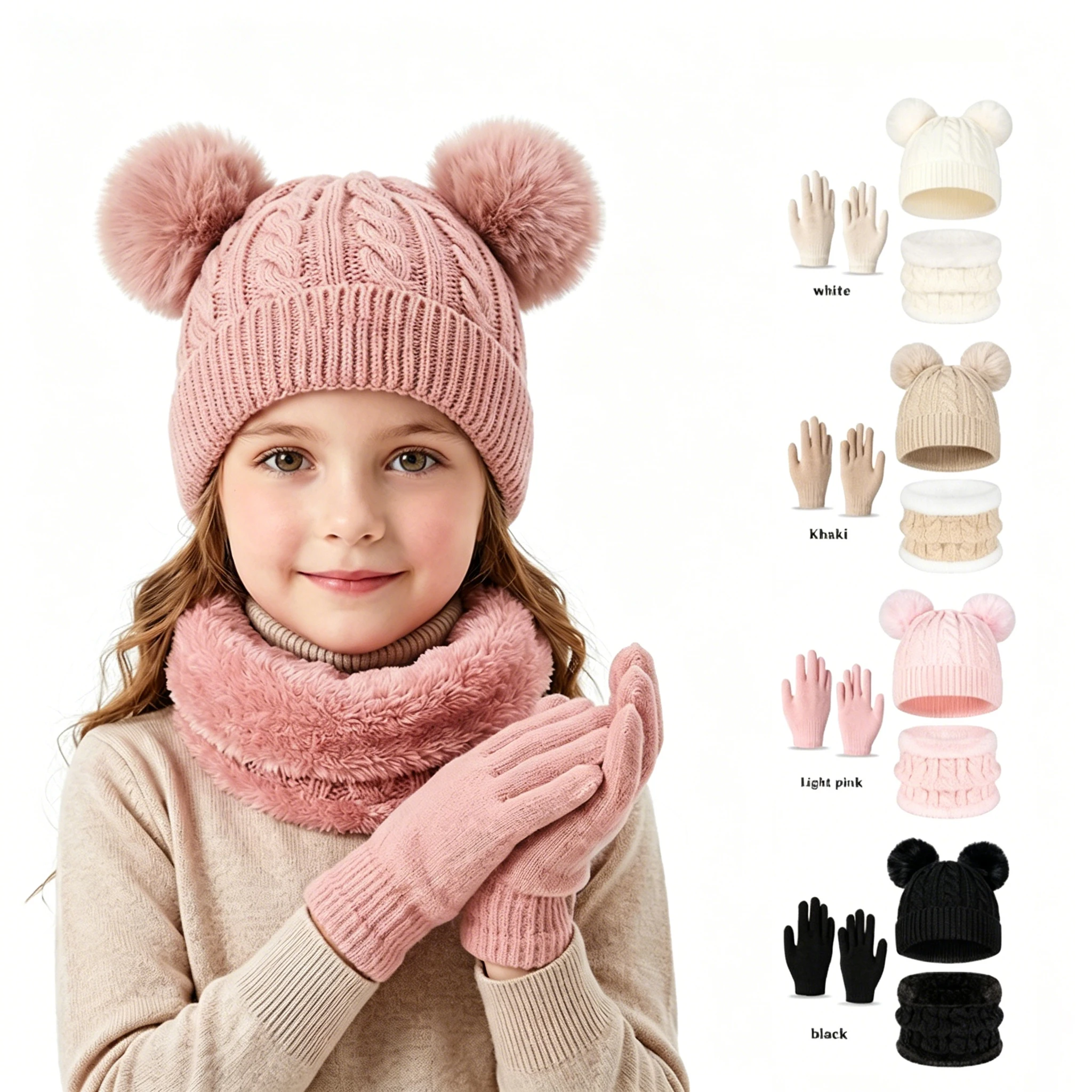2025 New Children's Velvet Hat Solid Color Warm Ear Protection Autumn and Winter Hat Neck Outdoor Cold Protection