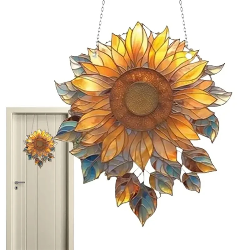 Girasole acrilico appeso a parete decorazione di piante di girasole porta finestra appesa decorazione decorativa della camera da letto decorazione della stanza