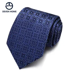 High Quality 100% Silk Dark Blue Circular Pattern Tie For Men's Formal Business Banquet 8cm Wide Fashionable Men's Gift Cravat