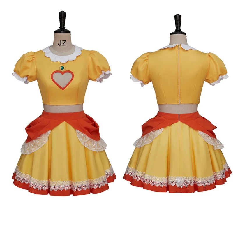 (In stock) anime Daisy peach sister costume dress women sexy cropped top with mini skitts suit Daisy Halloween costume dress js7