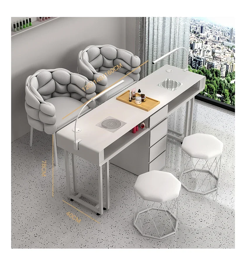 Designer Professional Nail Table Manicure Drawer Modern with Vacuum Cleaner Mesa De Manicure Women Beauty Salon Furniture HY
