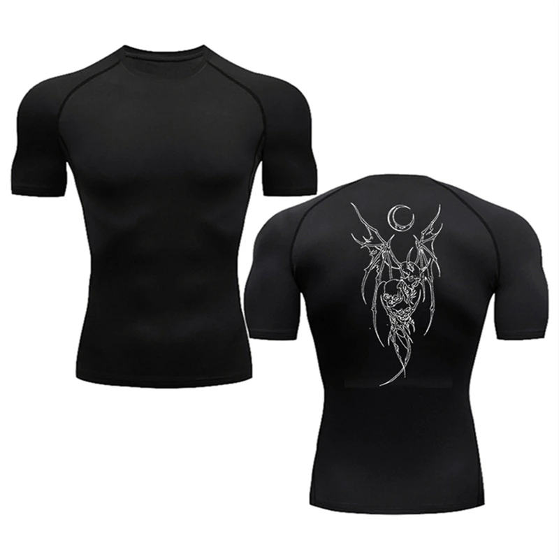 Men's Compression art Printed T-Shirt Sports Y2K Short Sleeve Muscle Fitness Tight Quick-drying Breathable Gym Clothes Tops