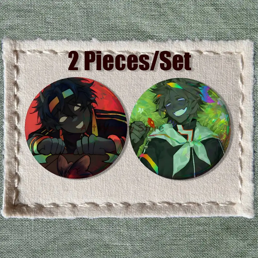 S-Spokeishere Fanart Brooches For Backpack Accessories 25,32,44,58,75mm Round Enamel Pins 2-piece Set Cartoon Anime Badge