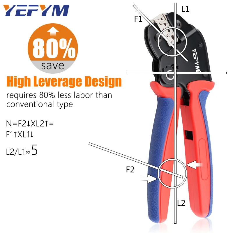 Mini Pliers YM-58BS Tools For XH2.54/DuPont2.54/2.8/4.8/6.3/Non-Insulated/Ferrule Tube Terminals Ratchet Wire Crimping Sets