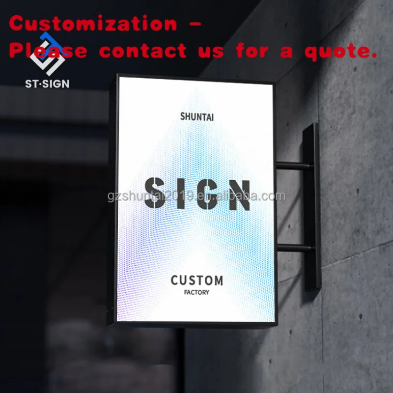 custom.Acrylic Outdoor Digital Billboard Illuminated LED Street Sign with Aluminum Frame Rectangle Round Light Box Decorative Fe