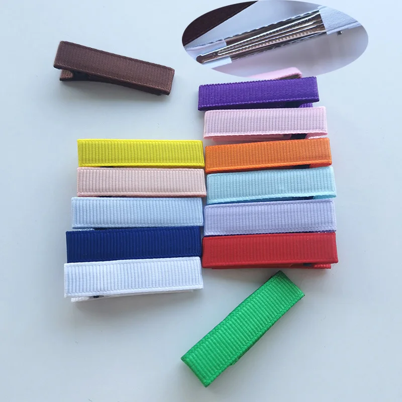 

500 PCS, Partially Ribbon Lined Alligator Clips, Single Prong Clips 45mm Pinch Hair Clip For DIY Hair Accessories