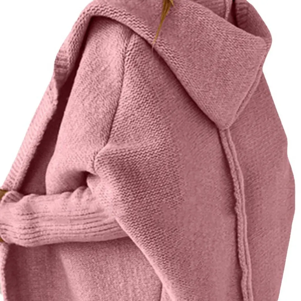 

New Women's Hooded Knitwear Elegant Collar Batwing Sweater Soft Loose Fit Back Stitching Commuter Style