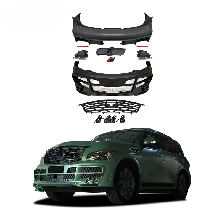 Factory Price QX56 Style pp Material Bodykit  Front Bumper Rear Diffuser Body Kit for Infiniti  Bodykit Bonnet Hood