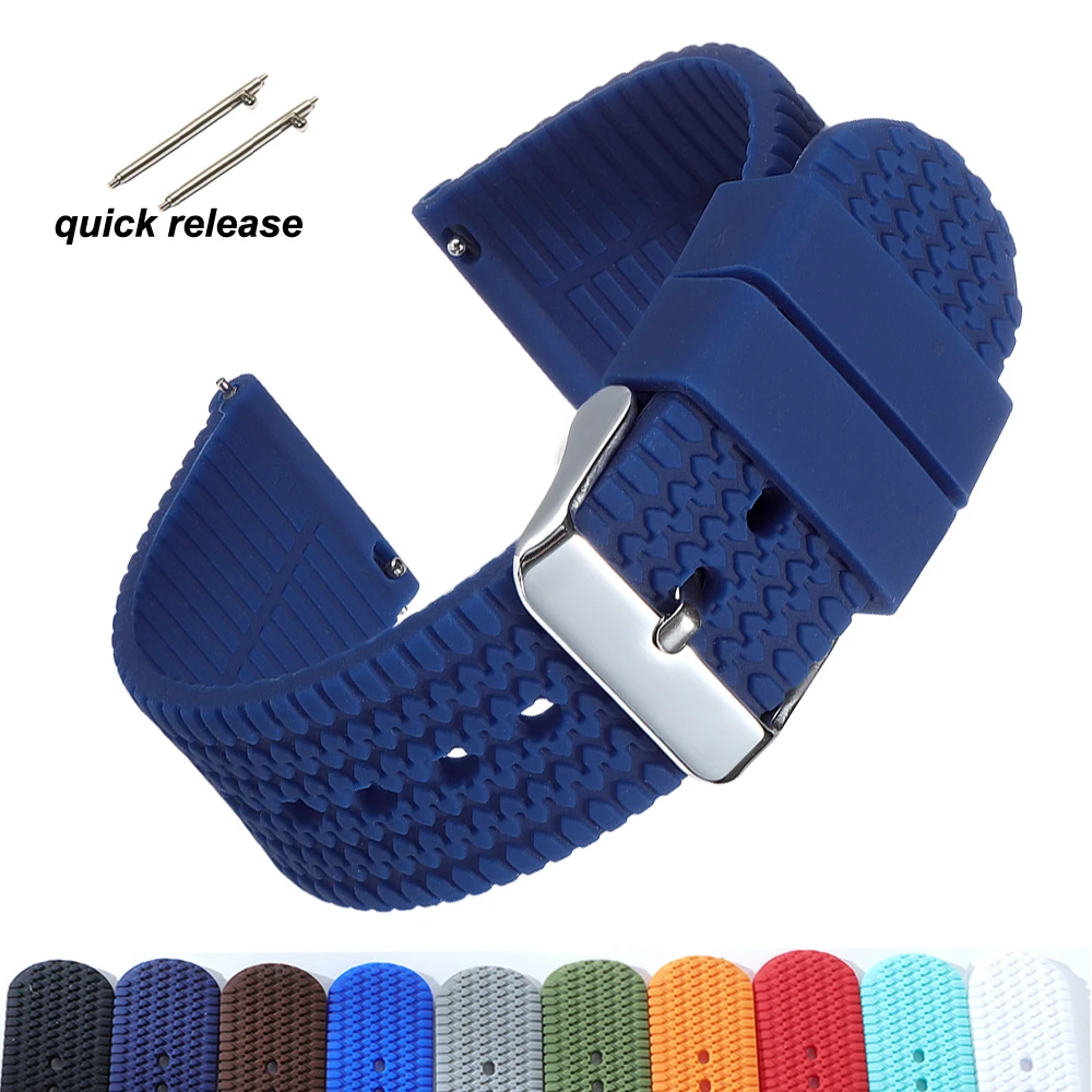 

Silicone Watch Strap 18mm 20mm 22mm 24mm for Men Women Waterproof Rubber Bracelet Sport Quick Release Wrist Band Replacement