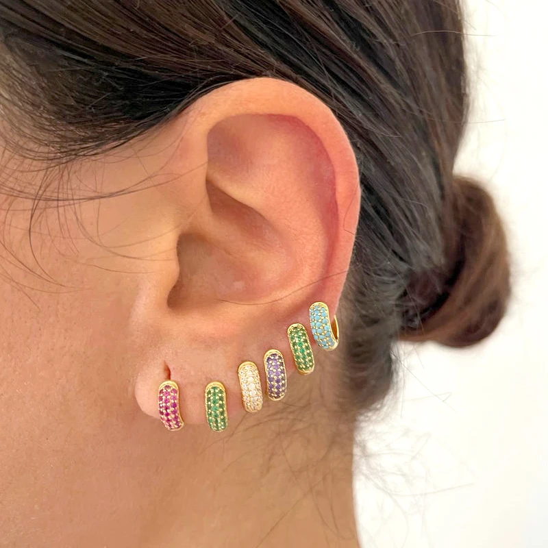 925 sterling silver ear Needle blue turquoise hoop earrings for women simple round earrings fashionable cute party jewelry gifts - Image 3
