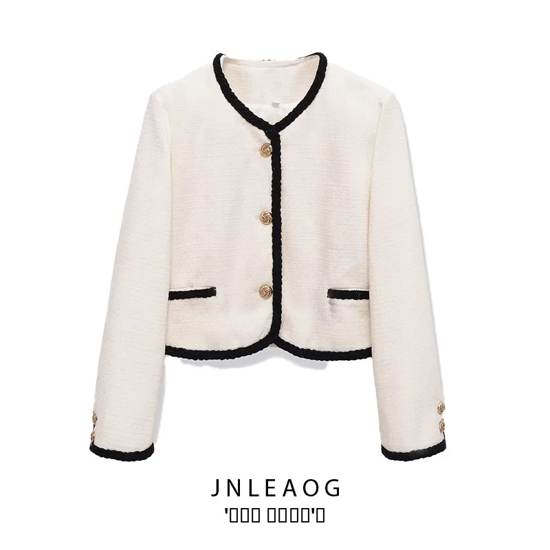 

JNLEAOG Осенний новый дизайн Sensation HM Faion Personali Small Fraance Sle Jaet Женская ор Верхняя одежда из полиэфирного волокна