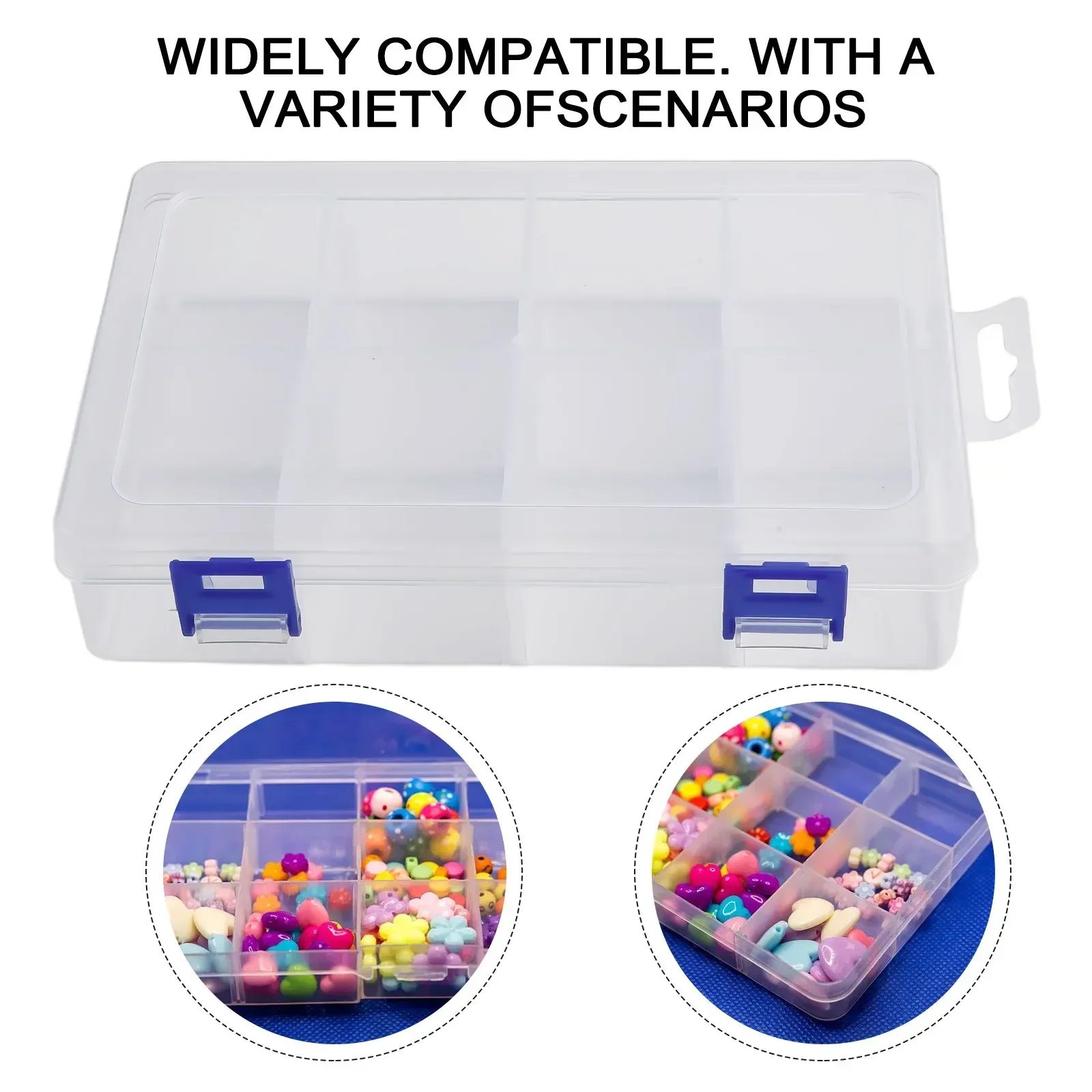 Adjustable 8 Grids Compartments Organizer Container Visible Plastic Fishing Lure Box Fishing Tackle Box Bead Screw Holder Case