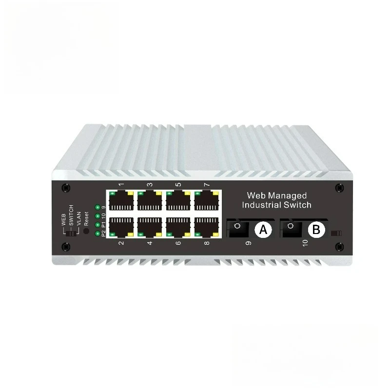 8-port PoE Industrial WEB Management Switch Connected to 2 SC Ports Single-mode Single Fiber High Temperature Resistant Switches