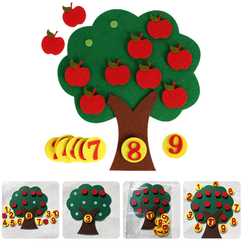 2 Sets Apple Tree Numbers Digital Matching Game Felt Board Counting Apples Supply Non-woven