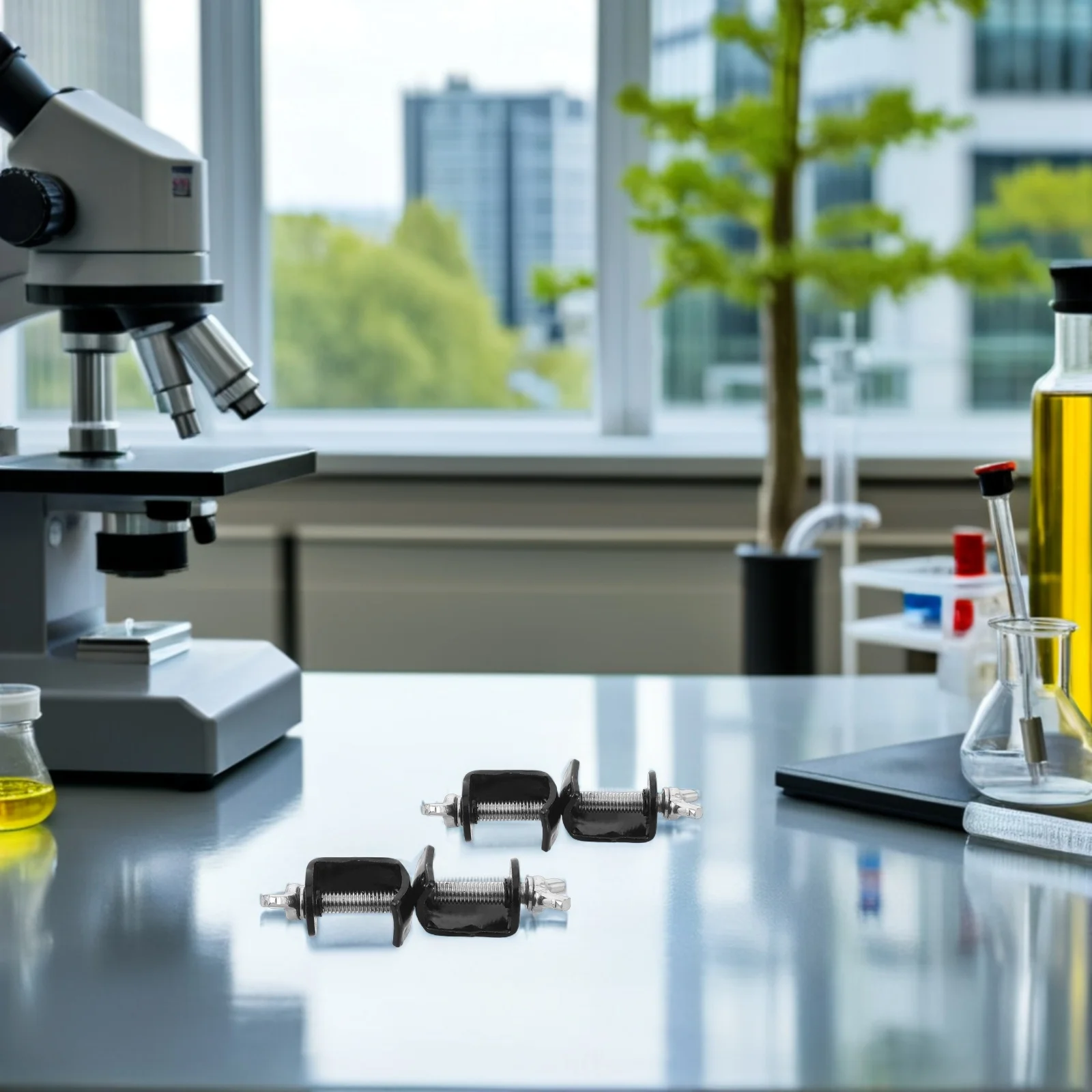 4Pcs Laboratory Adjustable Lab Cross Clamp Double-Threaded Iron Stand Clamp Holder for Chemistry Lab Glassware Experimental