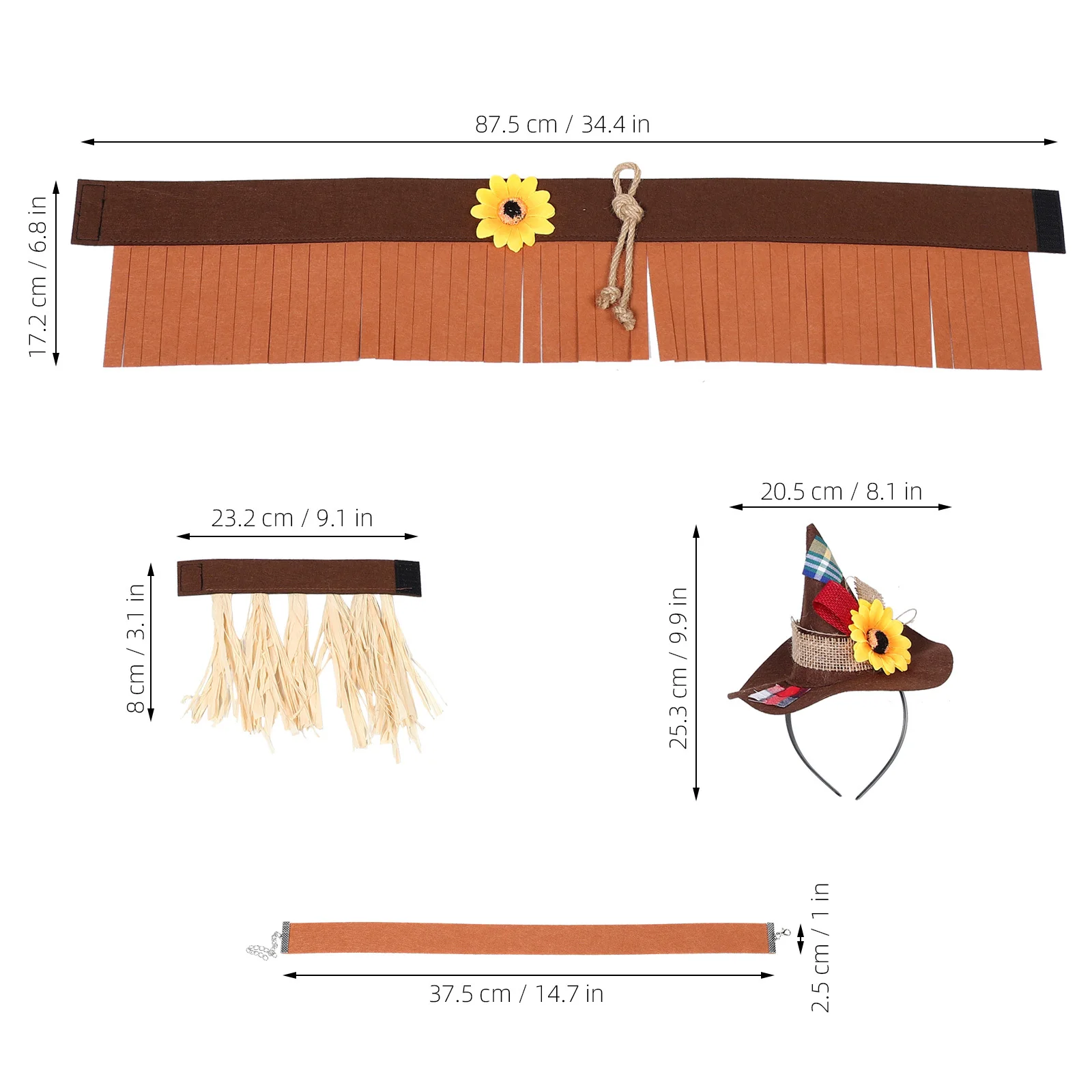 1Set Einzigartige Vogelscheuche Kostüm Kit Filz Hut Stroh Manschetten Halloween Party Karneval Tragen Leichte Bequeme Vogelscheuche Hut Erwachsene