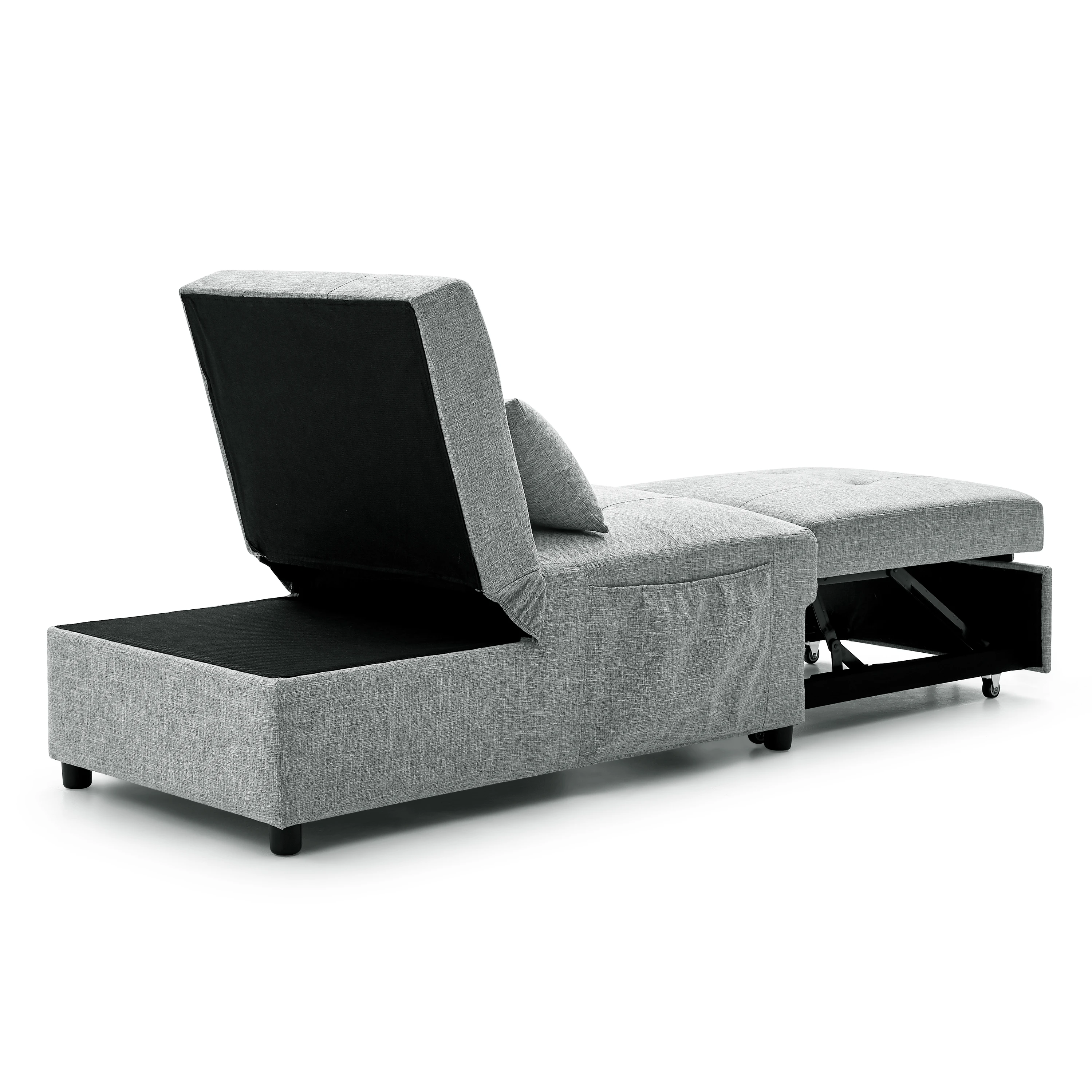 Modern 4-in-1 Single Folding Sofa Bed Fabric Upholstery for Small Space Living for Hotels Bedrooms Apartments and Hospitals
