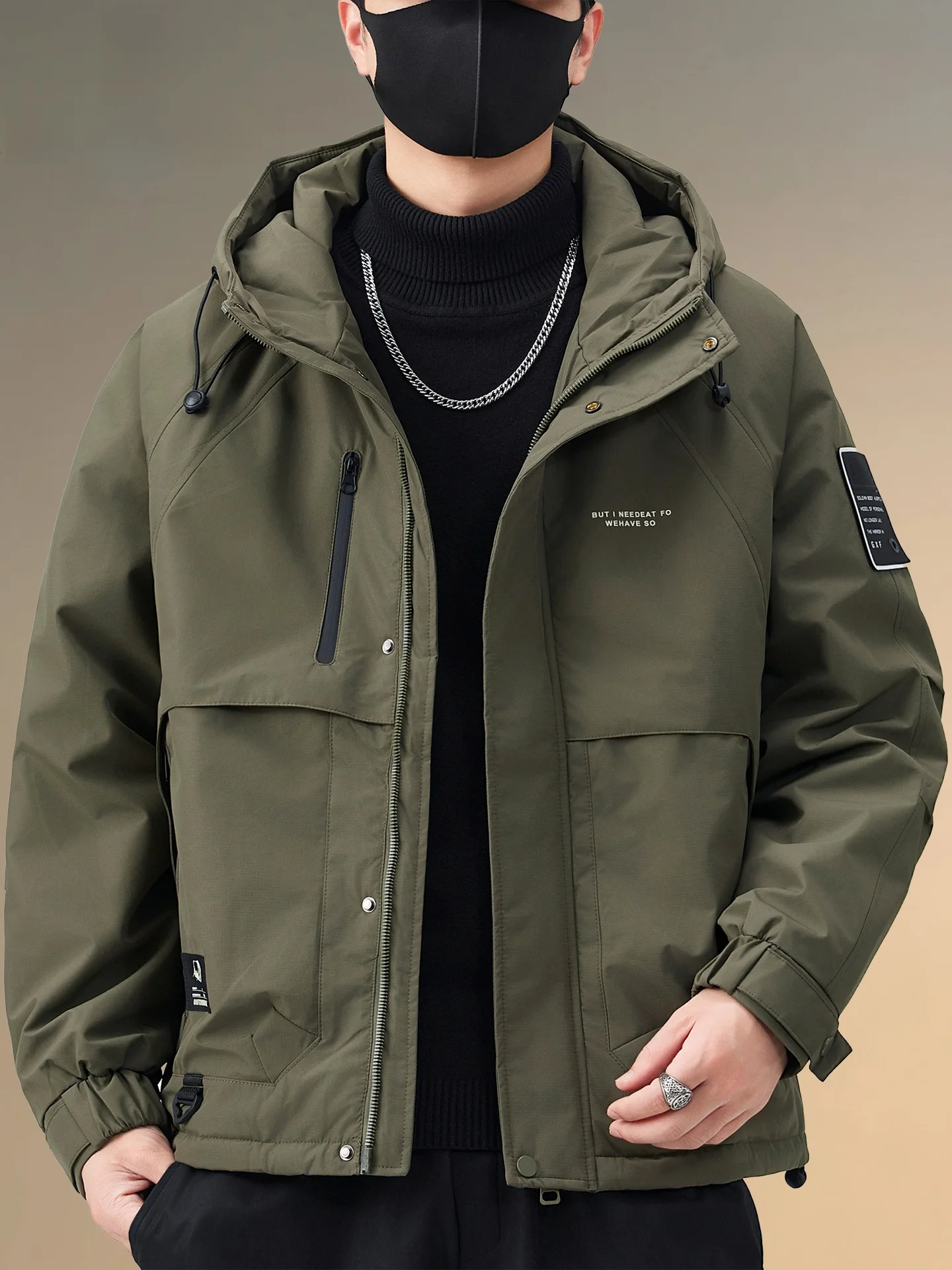 

Pierre Cardin Men's Workwear Sle Outdoor Cotton Jaet Loose Fit Thiened Winter Coat Faionable Urban Youth Hooded