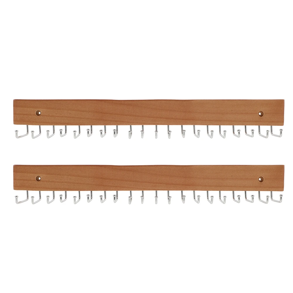 

2pcs Wall-mounted Tie Belt Rack for Closet Khaki Hanger Men Women Storage Organizer Necktie Holder Wooden Tie Hanger