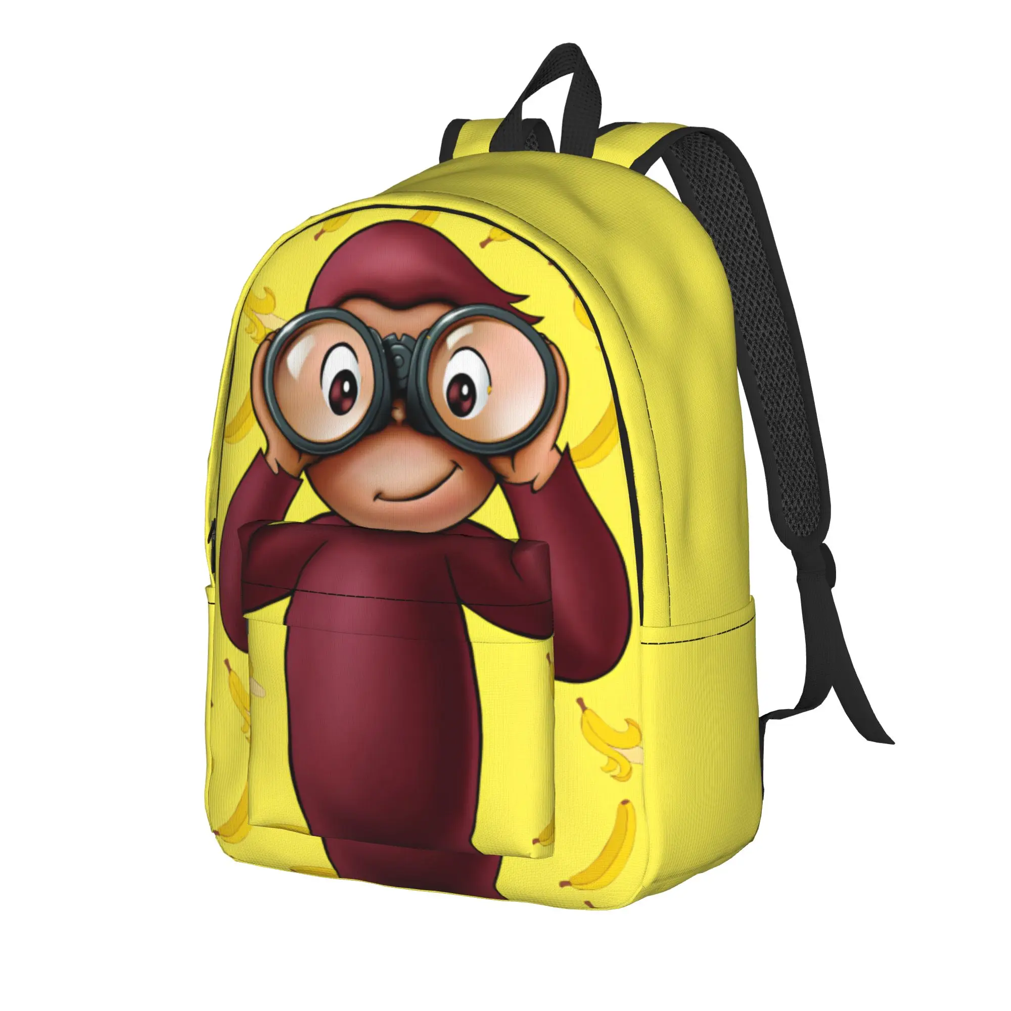 Funny Curious George and Banana Classical Backpack Sports High School Daypack for Men Women Laptop Canvas Bags